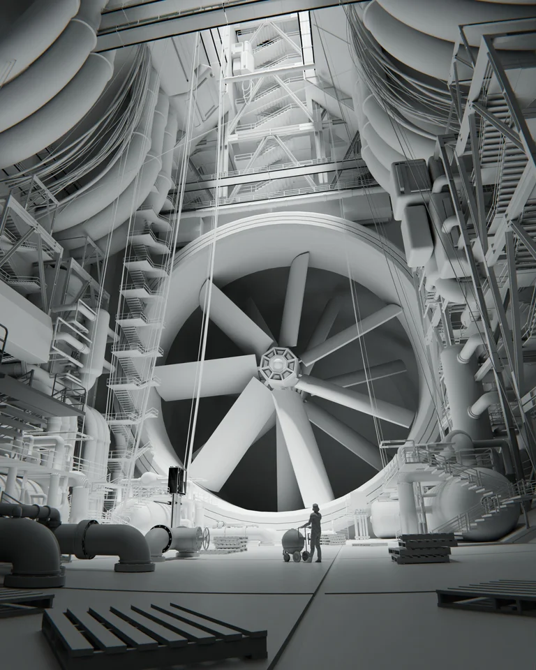 Industrial Vent & Somoneitor: vista del modelo sin texturas.